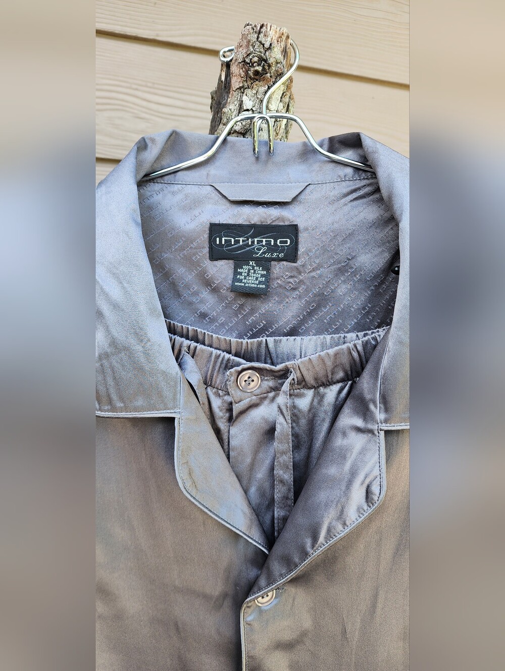 Intimo 100% Silk Silver Pajama Xl - Picture 3 of 13